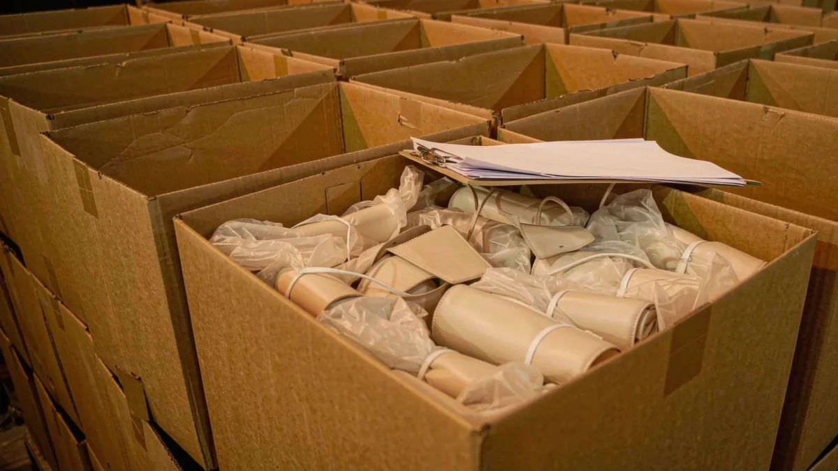 export carton filled with individually wrapped finished units