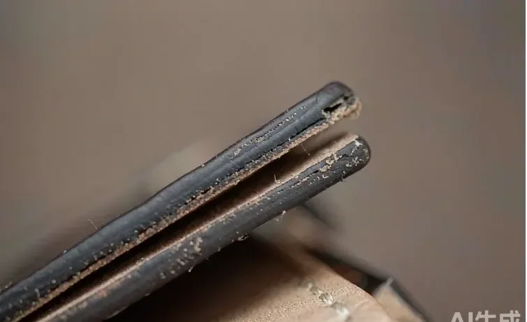 stack of folded leather items showing uniform edge finishing across units